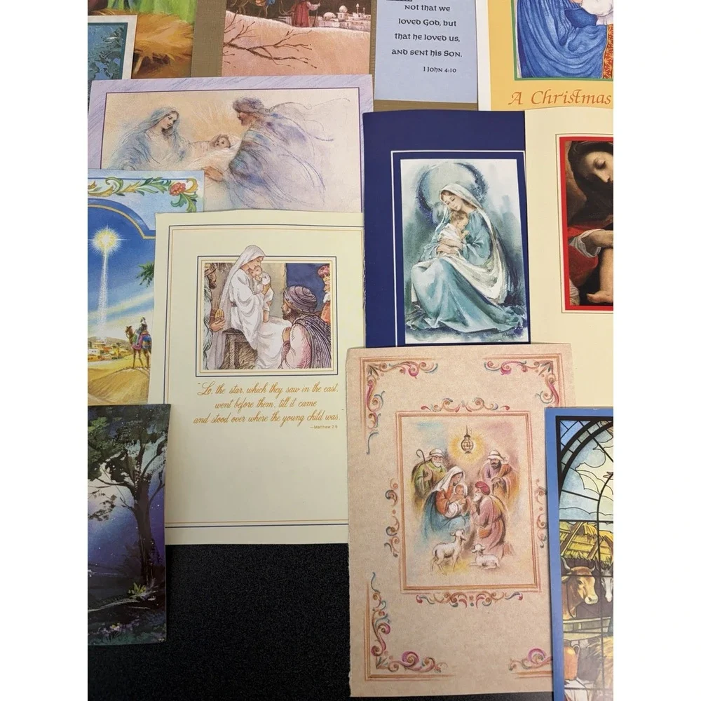 Vintage Christmas Cards Fronts ONLY Nativity Scrapbooking Crafts Lot of 50+